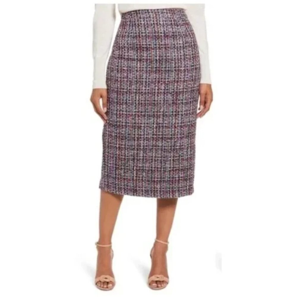 !! Halogen Callie Tweed Midi Pencil Skirt sz 14